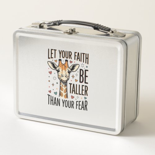 Faith Giraffe Inspirational Vintage Shirt Design_1 Metal Lunch Box