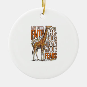 Faith Giraffe Vintage Inspirational Shirt Design_1 Ceramic Ornament