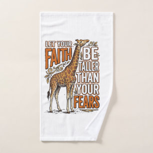 Faith Giraffe Vintage Inspirational Shirt Design_1 Hand Towel