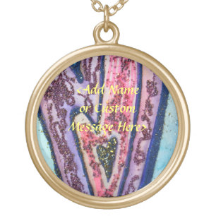 Faith Glitter Hearts Jewelry Custom Art Necklace