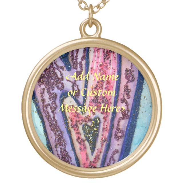Faith Glitter Hearts Jewelry Custom Art Necklace (Front)