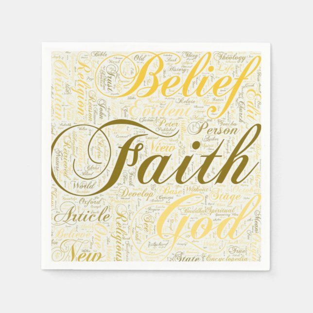 Faith Gold and White Napkins (Front)