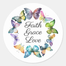 Faith, Grace, and Love Butterfly Sticker