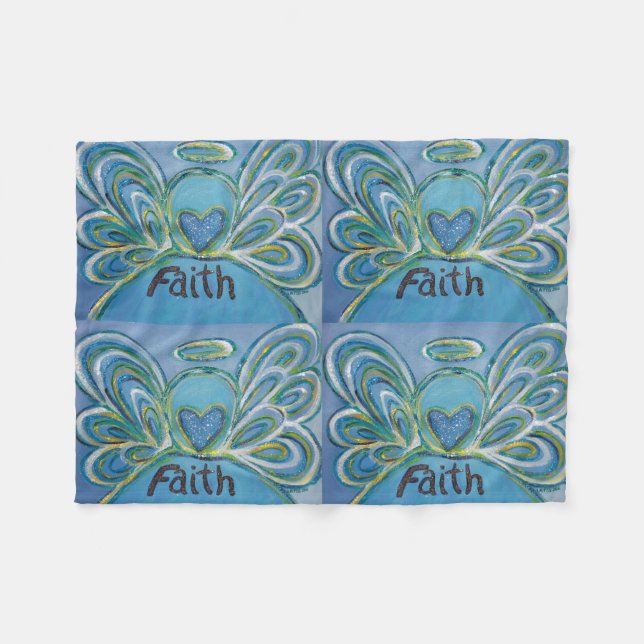 Faith Guardian Angel Art Custom Fleece Blanket (Front (Horizontal))