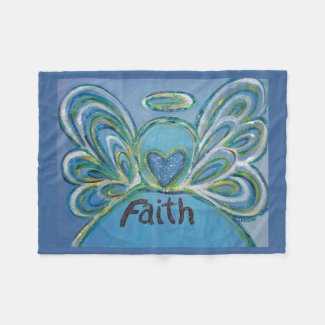 Faith Guardian Angel Art Custom Fleece Blanket
