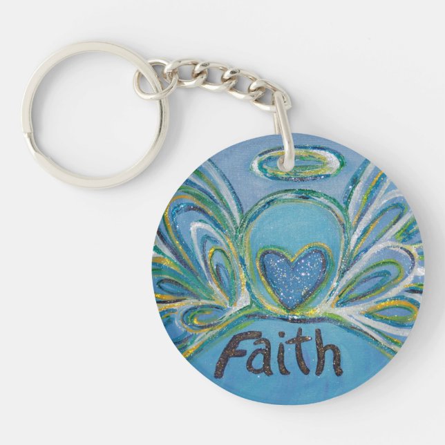 Faith Guardian Angel Word Custom Keychain (Front)