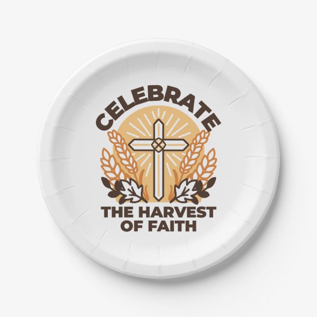 Faith Harvest Celebration – Inspirational Art Paper Plates (Front)