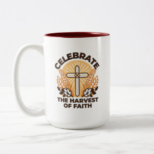 Faith Harvest Celebration – Inspirational Art Two-Tone Coffee Mug