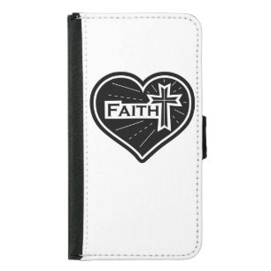 Faith Heart Cross Christian Samsung Galaxy S5 Wallet Case