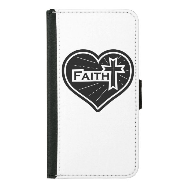 Faith Heart Cross Christian Samsung Galaxy Wallet Case (Front)