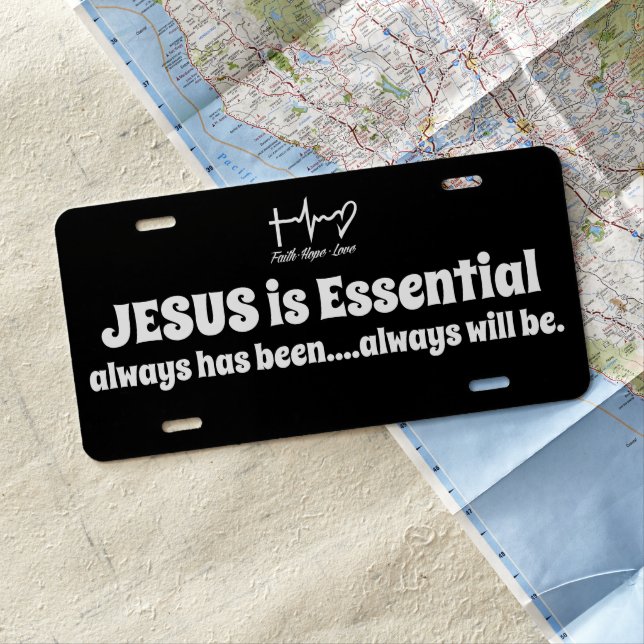 Faith Heartbeat with Jesus Quote Christian License Plate (In Situ)