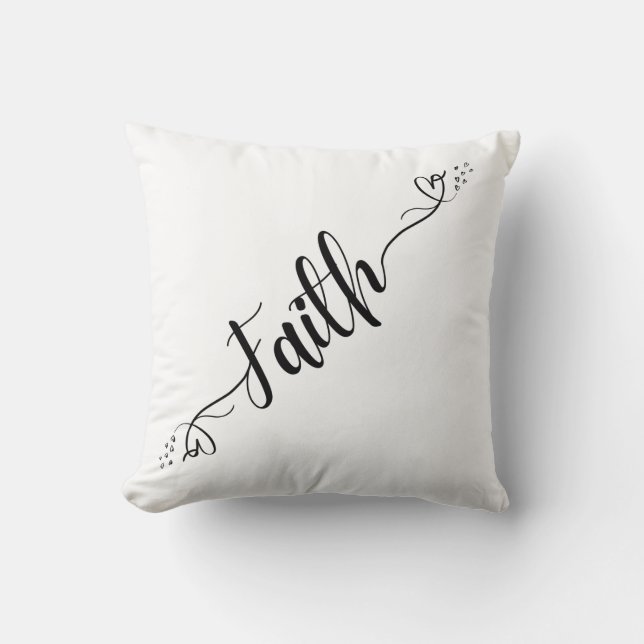 Faith & Hearts  Throw Pillow (Front)
