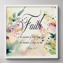 Faith Hebrews 11:1 Bible Verse Floral Wall Art