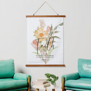 Faith- Hebrews 11:1 Orange floral   Hanging Tapestry