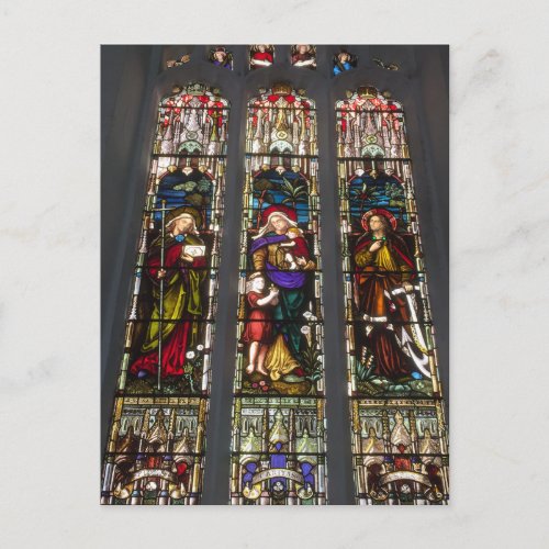 Faith Hope and Charity Stained Glass Window Postcard