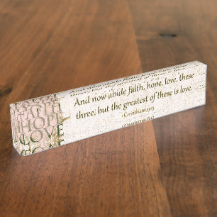 Faith, Hope and Love Acrylic Sculpture Name Plate