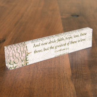 Faith, Hope and Love Acrylic Sculpture Name Plate
