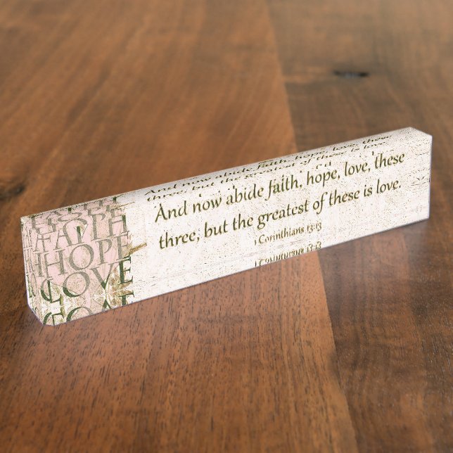 Faith, Hope and Love Acrylic Sculpture Name Plate (Side)