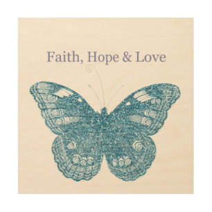 Faith, Hope and Love Butterfly Wood Wall Decor