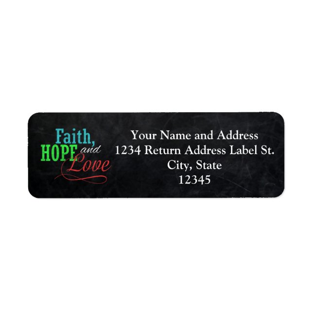 Faith Hope and Love Chalkboard Christmas Christian Label (Front)
