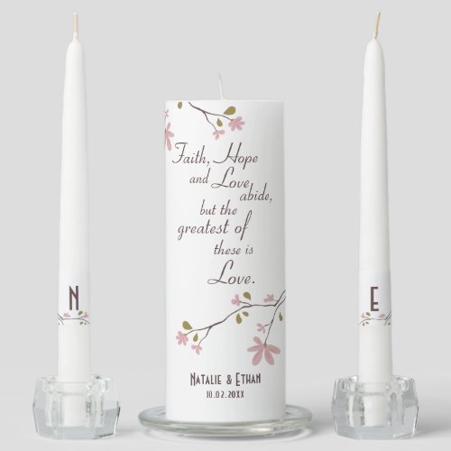 Faith Hope and Love Christian Wedding Unity Candle Set