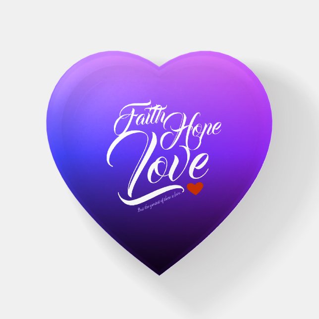 Faith Hope and Love Heart Paperweight (Front)