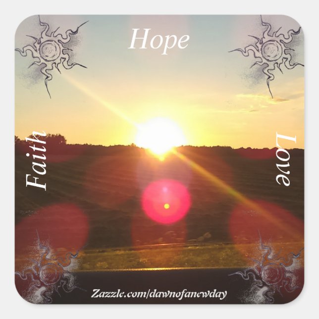 Faith Hope and Love Michigan sunset Square Sticker (Front)