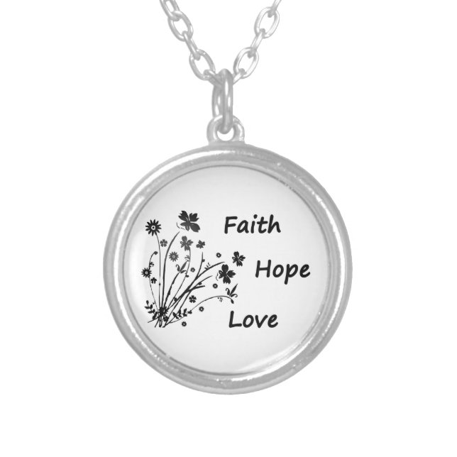 Faith Hope and Love   Silver Plated Necklace (Front)