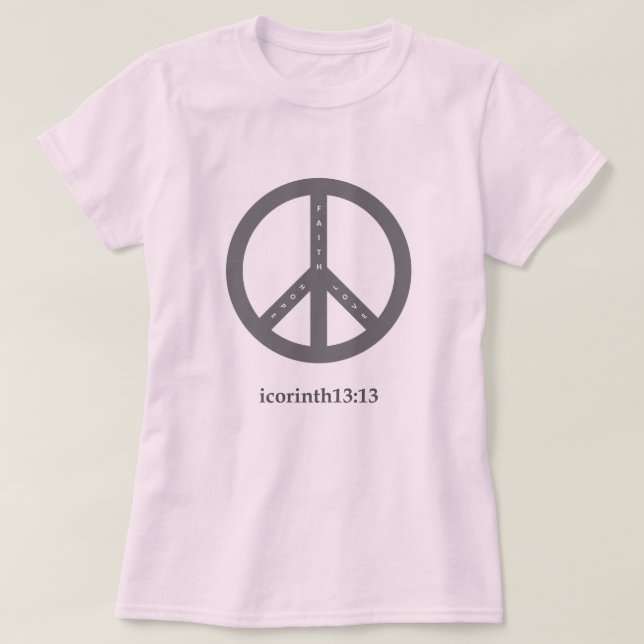 Faith, Hope, and Love T-Shirt (Pink) (Design Front)