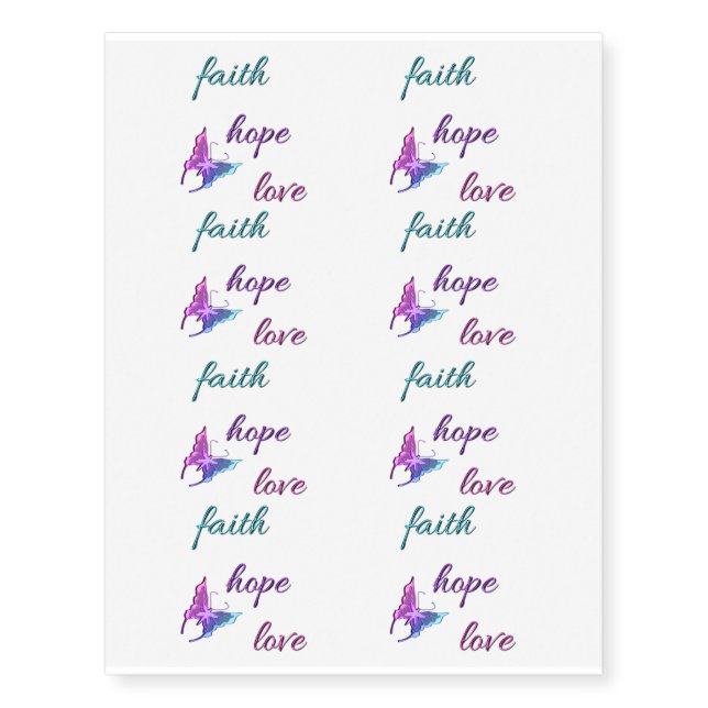 Faith Hope and Love Temporary Tattoos (Front)