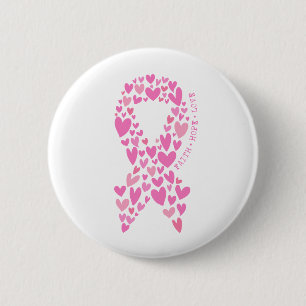 Faith Hope Breast Cancer Pink Ribbon Awareness Button