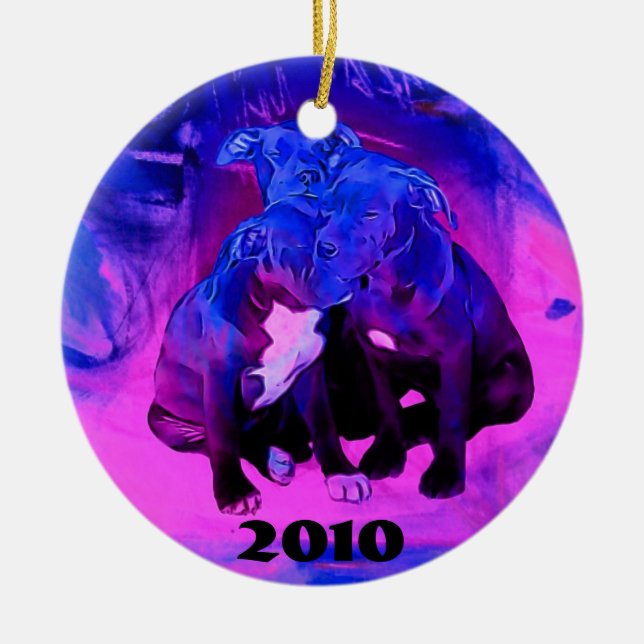 Faith Hope & Charity, Abused Pit Bull Dogs Ceramic Ornament (Front)