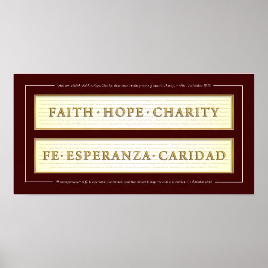 Faith, Hope, Charity in Spanish Poster