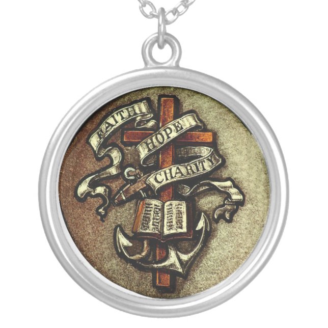 Faith Hope Charity Pendant Necklace (Front)