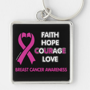 Faith Hope Courage Love...Breast Cancer Keychain