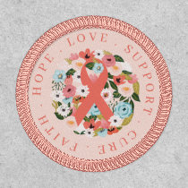 Faith Hope Cure Breast Cancer Ribbon & Florals Patch