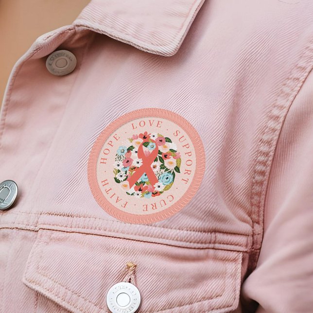Faith Hope Cure Breast Cancer Ribbon & Florals Patch (Faith Hope Cure Breast Cancer Ribbon & Florals Patch)
