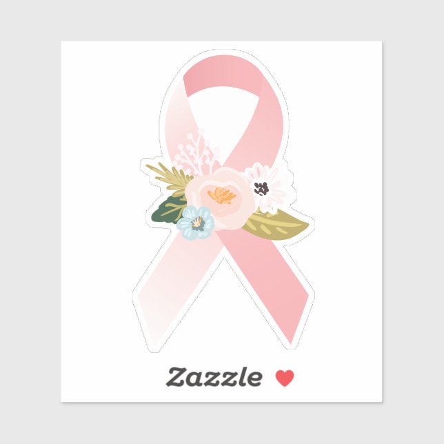 Faith Hope Cure Breast Cancer Ribbon & Florals Sticker (Sheet)