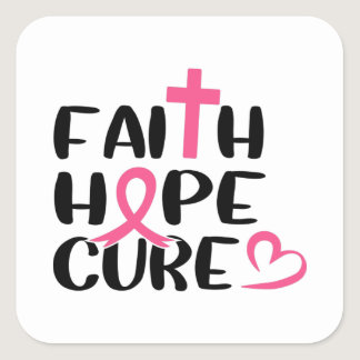 Faith Hope Cure Cancer Awareness Square Sticker