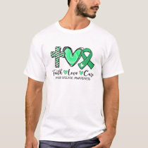 Faith Hope Cure Green Ribbon Liver Disease Awarene T-Shirt