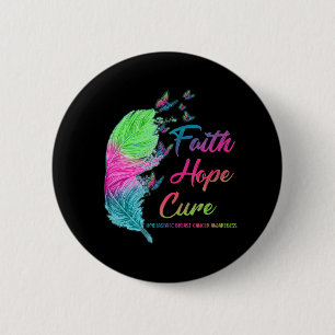 Faith Hope Cure Metastatic Breast Cancer Feather Button