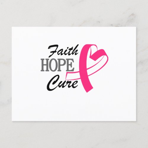 Faith Hope Cure Pink Ribbon Breast Cancer Awarenes Announcement Postcard