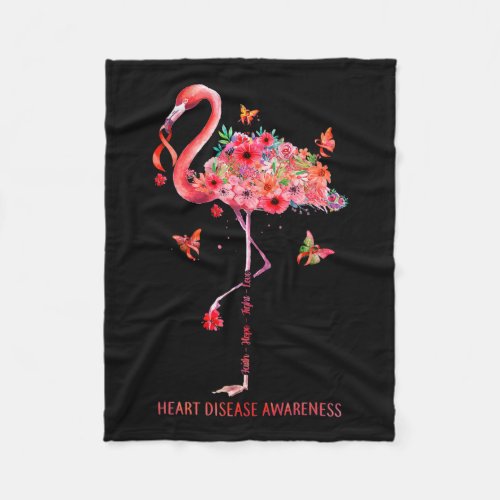 Faith Hope Fight Cure Heart Disease Awareness  Fleece Blanket