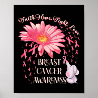 Faith Hope Fight Love Elephant Breast Cancer Poster