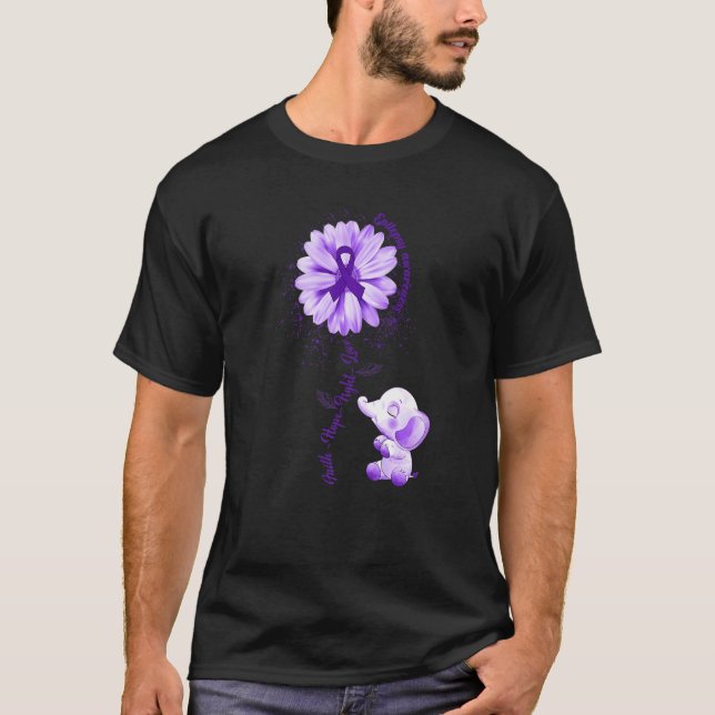 Faith Hope Fight Love Elephant Epilepsy Awareness  T-Shirt (Front)