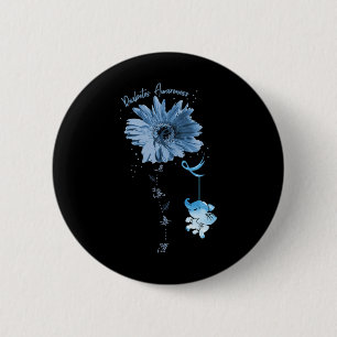 Faith Hope Fight Love Elephant Sunflower Diabetes Button