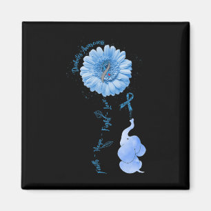 Faith Hope Fight Love Elephant Sunflower Diabetes Magnet