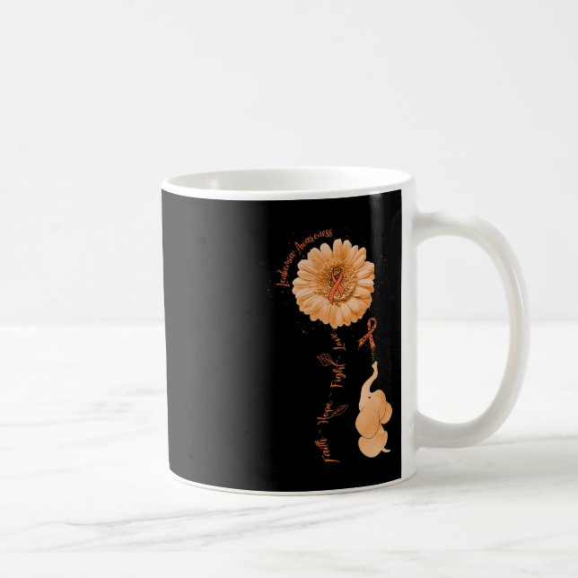 Faith Hope Fight Love Elephant Sunflower Leukemia  Coffee Mug (Right)