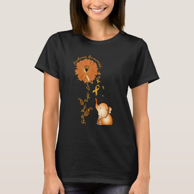 Faith Hope Fight Love Elephant Sunflower Leukemia  T-Shirt (Front)