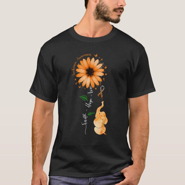 Faith Hope Fight Love Leukemia Awareness Orange Ri T-Shirt (Front)